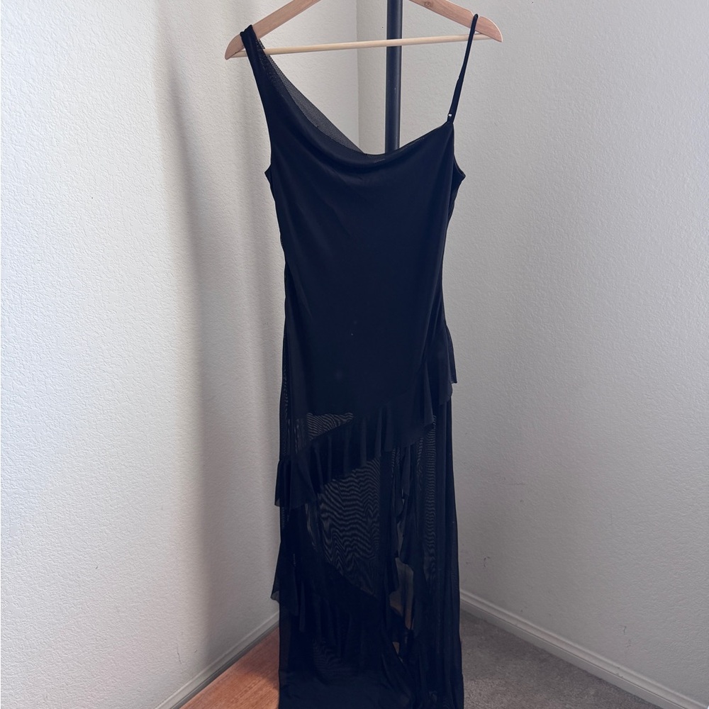 Commense Black Asymmetrical Dress